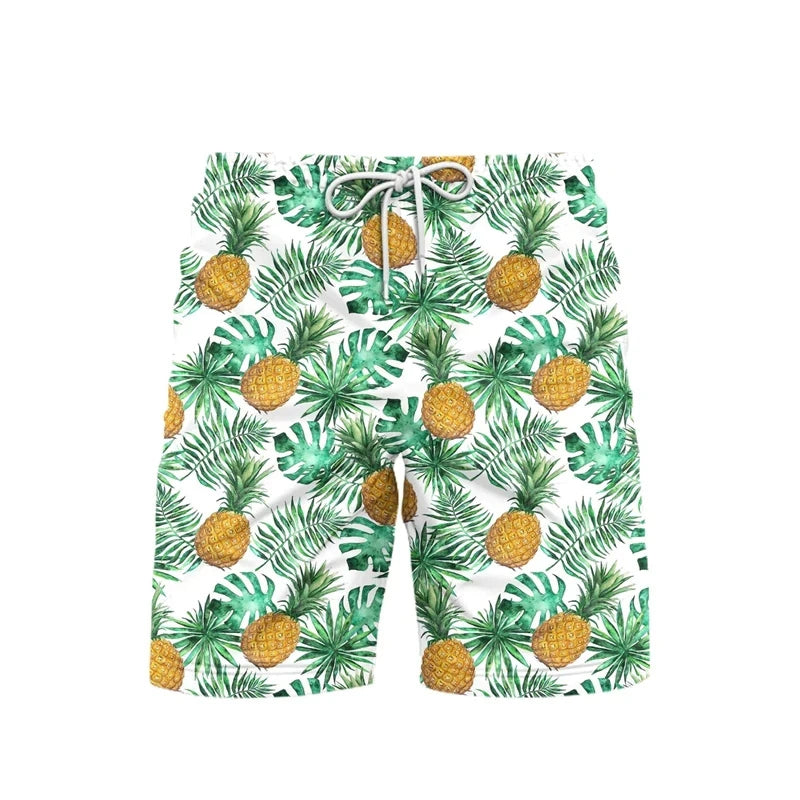 Bright Cartoon Cute Pineapple 3d Printed Shorts For Men & Boys Fruit Watermelon Casual Beach Shorts Quick Dry Fashion Streetwear Short Pants