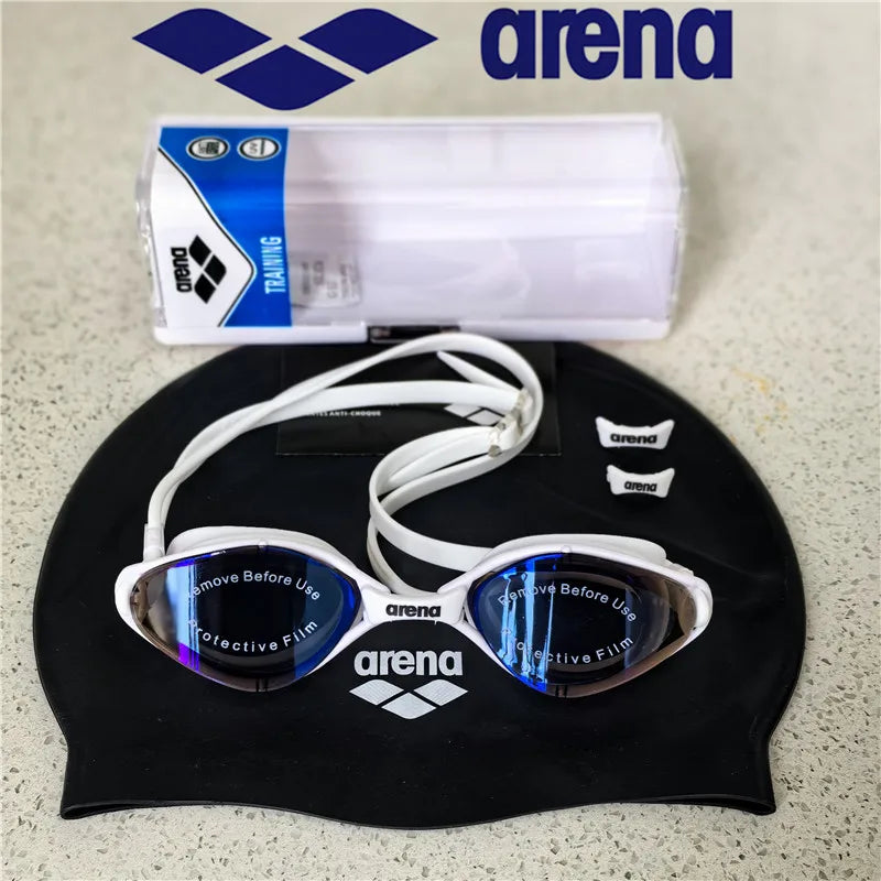 ARENA professional waterproof and anti fog high-definition adult swimming goggles silicone swim cap