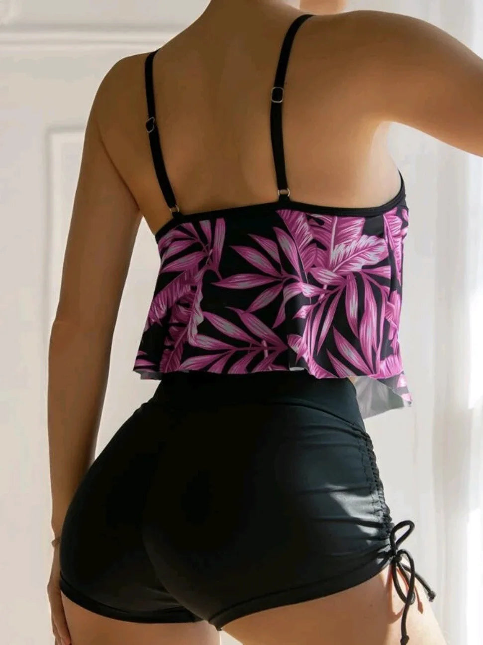 Ruffle Sports Bikini Set Two Piece Swimsuit Women With Shorts Swimwear Female Bathing Swimming Suit Beach Wear Summer