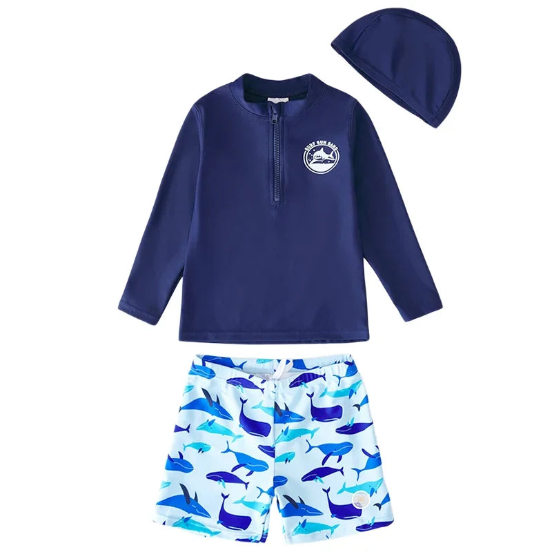 Swimsuit Boy Orange Rash Guard Kids UPF50 UV Protection Beach Clothes Long Sleeve Swimwear Children Swimming Bathing Suit Zipper