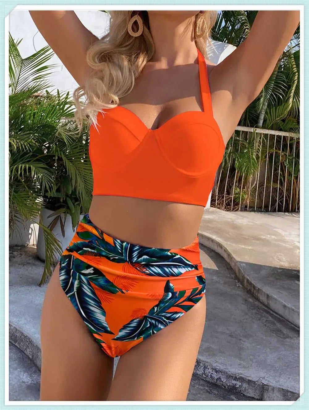 Push Up Swimsuit Women High Waist Bikini Set Butterfly Print Swimwear Female Padded Bathing Suit Swimming Beachwear Summer