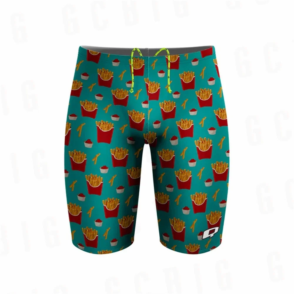 Summer Men's Swimming Trunks Racing Swim Jammers Swimsuit Surfing Shorts Quick-Drying Chlorine-Resistant Lycras Swim Shorts