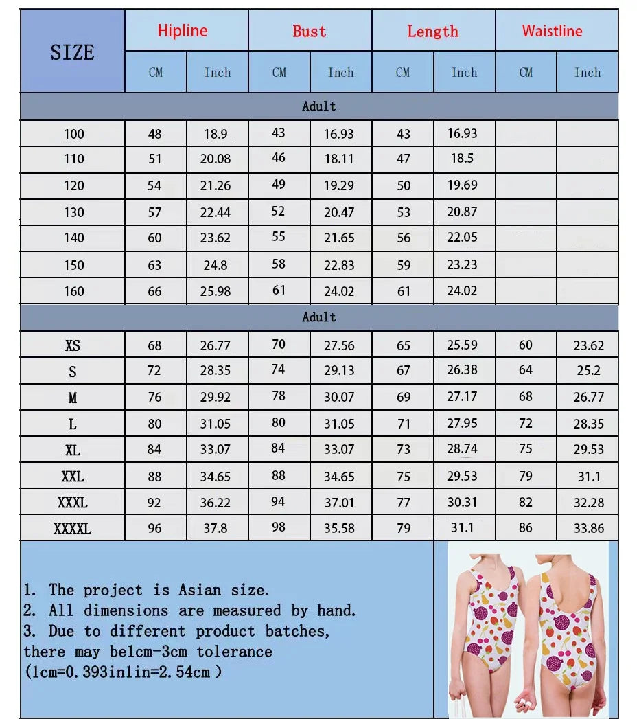 new girls children's fruit print swimsuit medium and small children's cute one-piece swimsuit suitable for mother and daughter