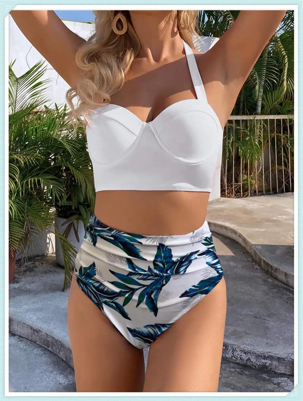 Push Up Swimsuit Women High Waist Bikini Set Butterfly Print Swimwear Female Padded Bathing Suit Swimming Beachwear Summer