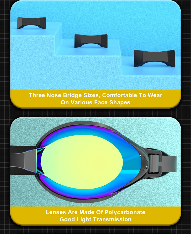 JSJM Swimming Goggles Adults Anti-fog UV Protection Lens Men Women Professional Silicone Adjustable Swimming Glasses Unisex