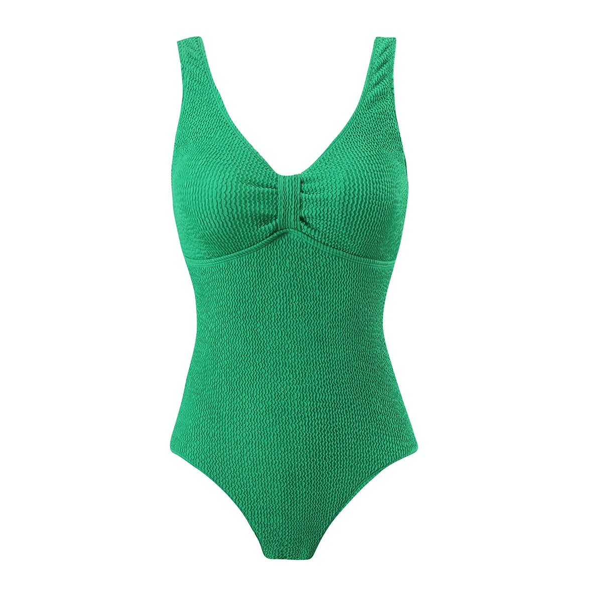 Scoop Neck One Piece Swimsuit Woman Backless Bodysuit Crinkle Swimwear Beach Wear Blue Bathing Suits Ladies Holiday Summer