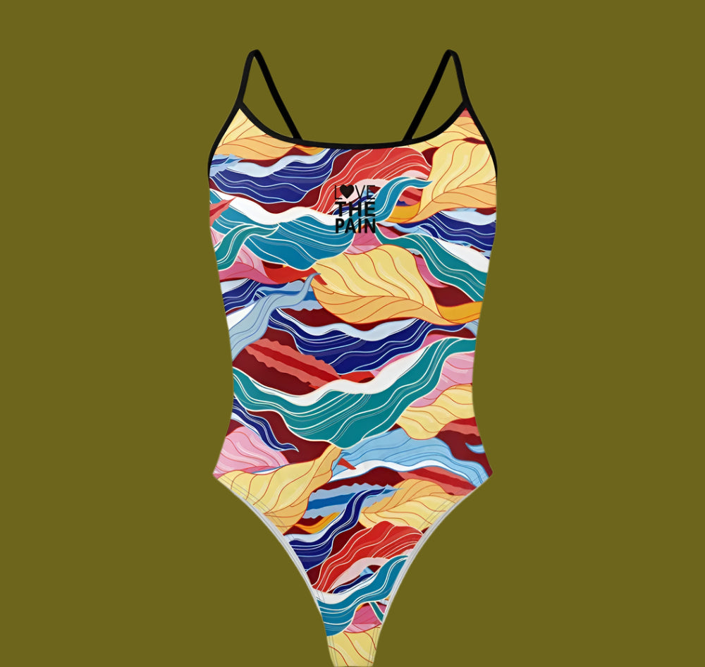 Love The Pain Spaghetti Straps Women Swimwear Bikini Racer Back Swimsuit One Piece Comfortable Suit Printing Functional Swimwear