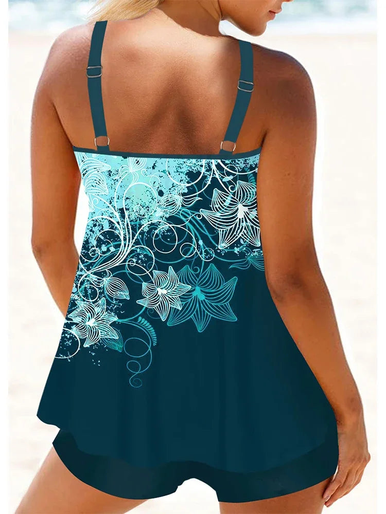 Women's Fashion Casual Ice Block Checkered Print Women's Vacation Swimwear Swimwear Two Piece Bikini Set S-6XL