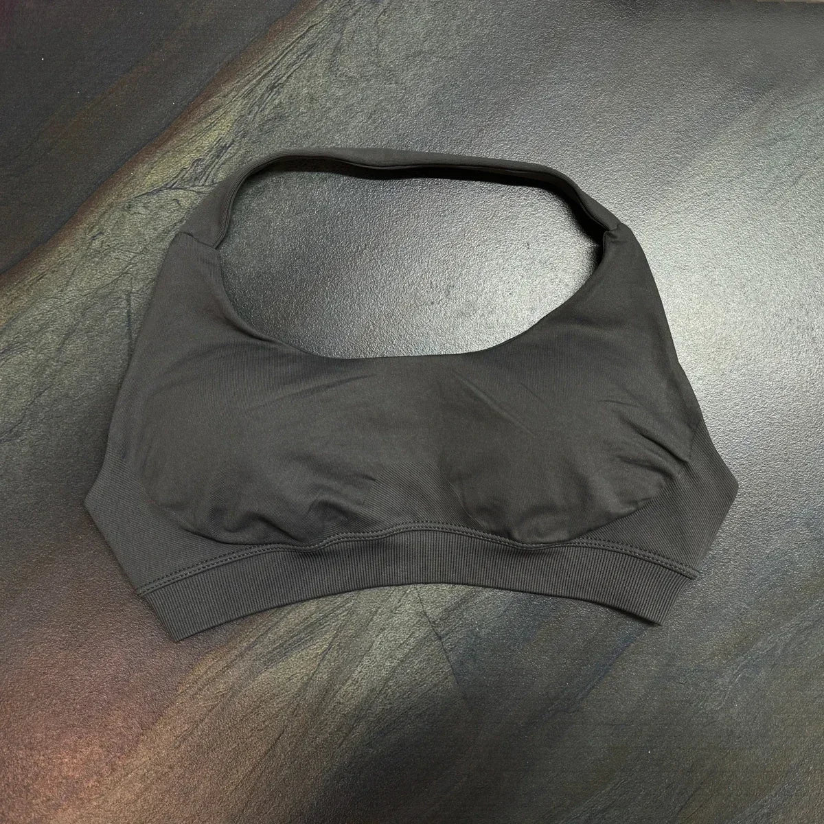 Halter Sports Bra for Women Neck Strap Bra Seamless Open Back Top Medium Support Gym Crop Top Stretchy Sportswear