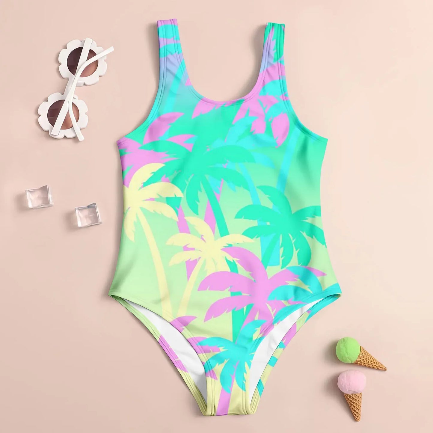 Summer Fashion Children's Swimsuit Cute 3D Printed Girl's Swimsuit Cartoon Trendy Beach Party Vacation Comfortable Diving Sports
