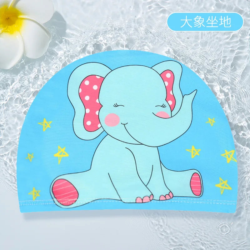 PU Coating Cartoon Children Swimming Hat for 1-7 Year Old Boys Girls Elastic Swimming Cap Shower Beach Pool Accessories
