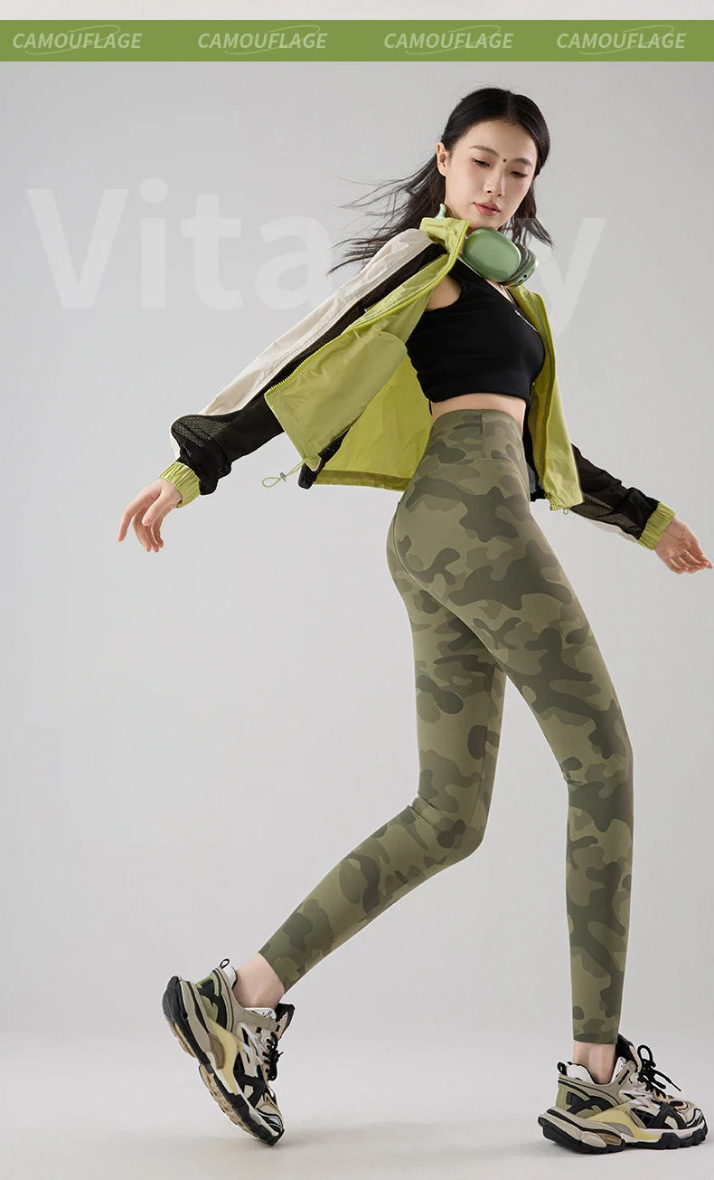 BIVIGAOS Spring Summer Seamless Camouflage Sharkskin Leggings Women Fashion High Waist Casual Sports Tights Fitness Leggings