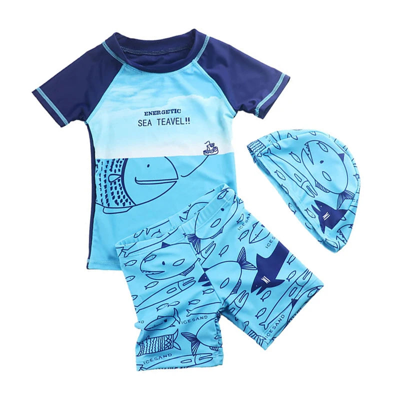 Swimsuit Boys UPF50 Baby Swimwear Shark Dinosaur UV Bathing Suit for Boy 3 Pcs Toddler Surfing Diving Suit Children's Rash Guard