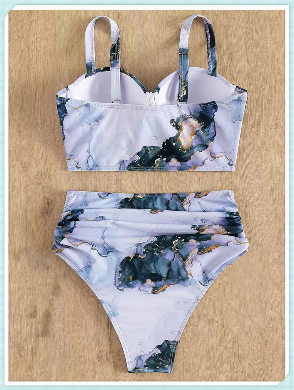 Push Up Swimsuit Women High Waist Bikini Set Butterfly Print Swimwear Female Padded Bathing Suit Swimming Beachwear Summer