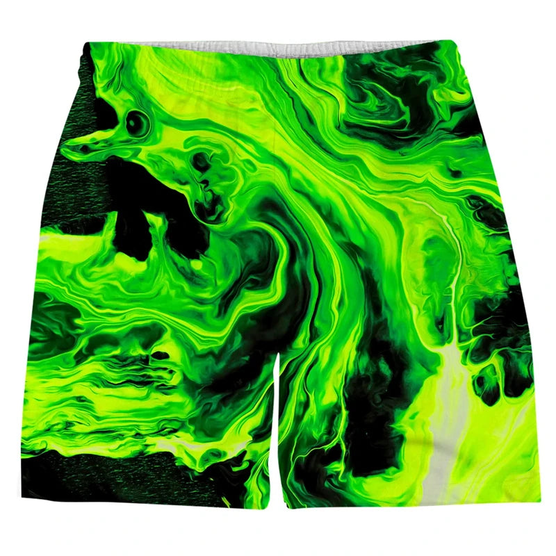 Colorful Psychedelic Graffiti 3D Printed Men Beach Shorts Cool Summer Street Hip Hop Harajuku Y2k Men Kids Hawaiian Short Pants