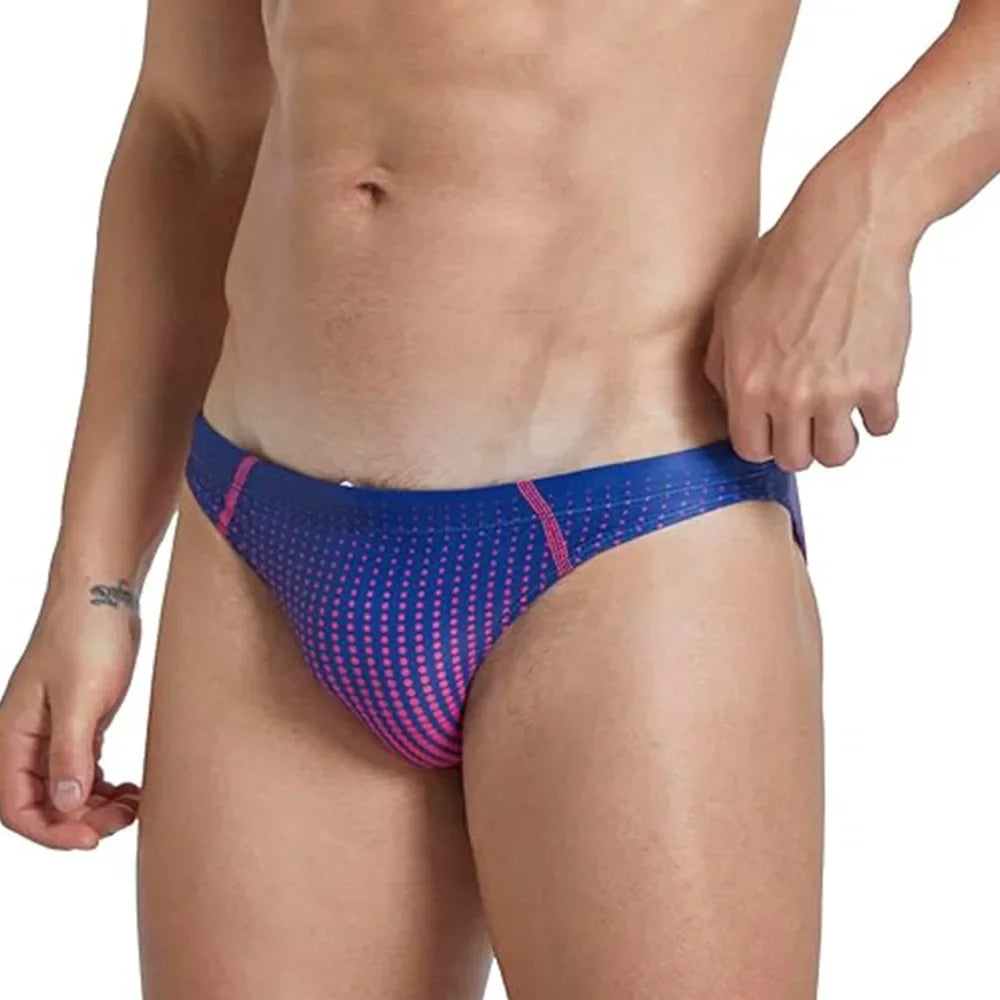 Men's Triangle Polka Dot Gradient Elastic Waist Fashion Sports Casual Beach Swimming Trunks Flat Angle