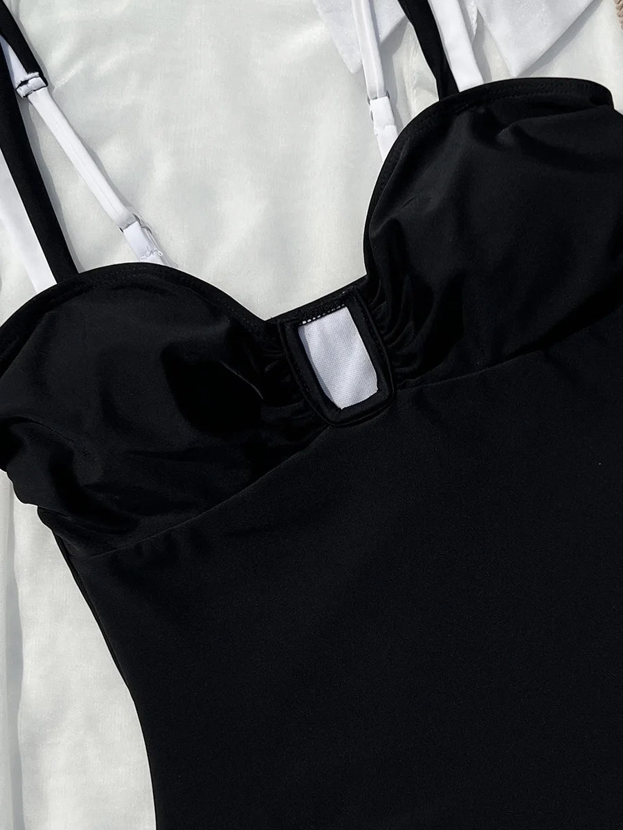 Splicing U Neck High Leg Cut One Piece Swimsuit Women Swimwear Female Monokini Bather Bathing Suit Swim Beachwear Bodysuit