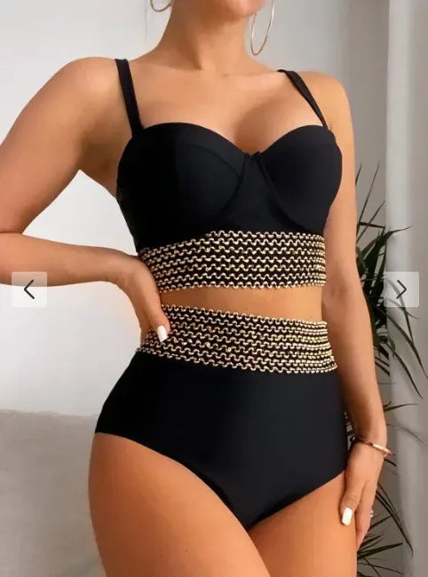 Push Up High Waist Bikini Sets Black Bikini Swimsuit Two Pieces Swimwear Women Bathing Suits Beachwear Bathers