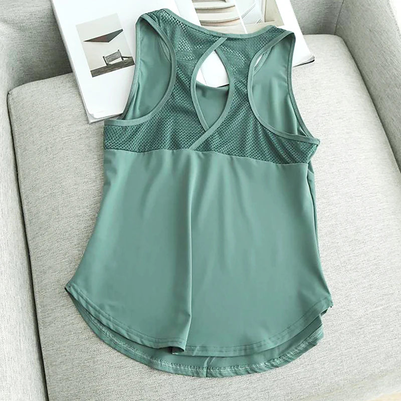 Yoga Clothing Women Sports Tops Hoodie Loose Sleeveless Running Training Quick Dry T-Shirt Outside Fitness Tank Tops