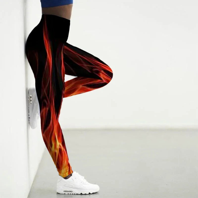 Women 3D Print Yoga Fitness Leggings High Waisted Skinny Cartoon Sport Running Pants Gym Clothes