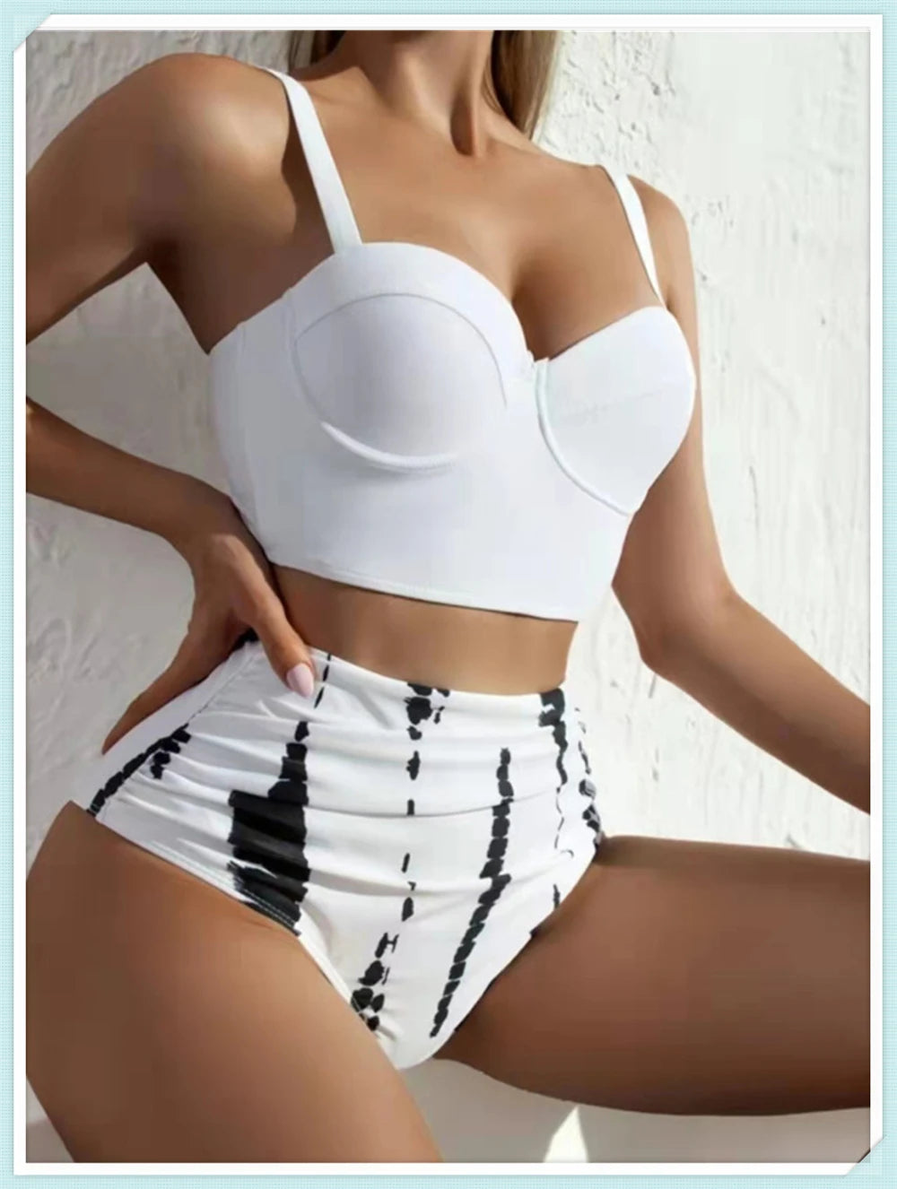 Push Up Swimsuit Women High Waist Bikini Set Butterfly Print Swimwear Female Padded Bathing Suit Swimming Beachwear Summer