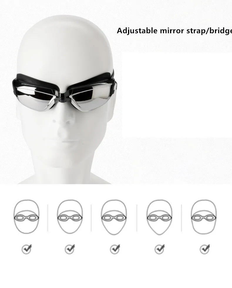 Professional Adult Anti-fog Swimming Goggles with Earplugs Men Women Swim Leak Proof Adjustable UV Protection Eyewear