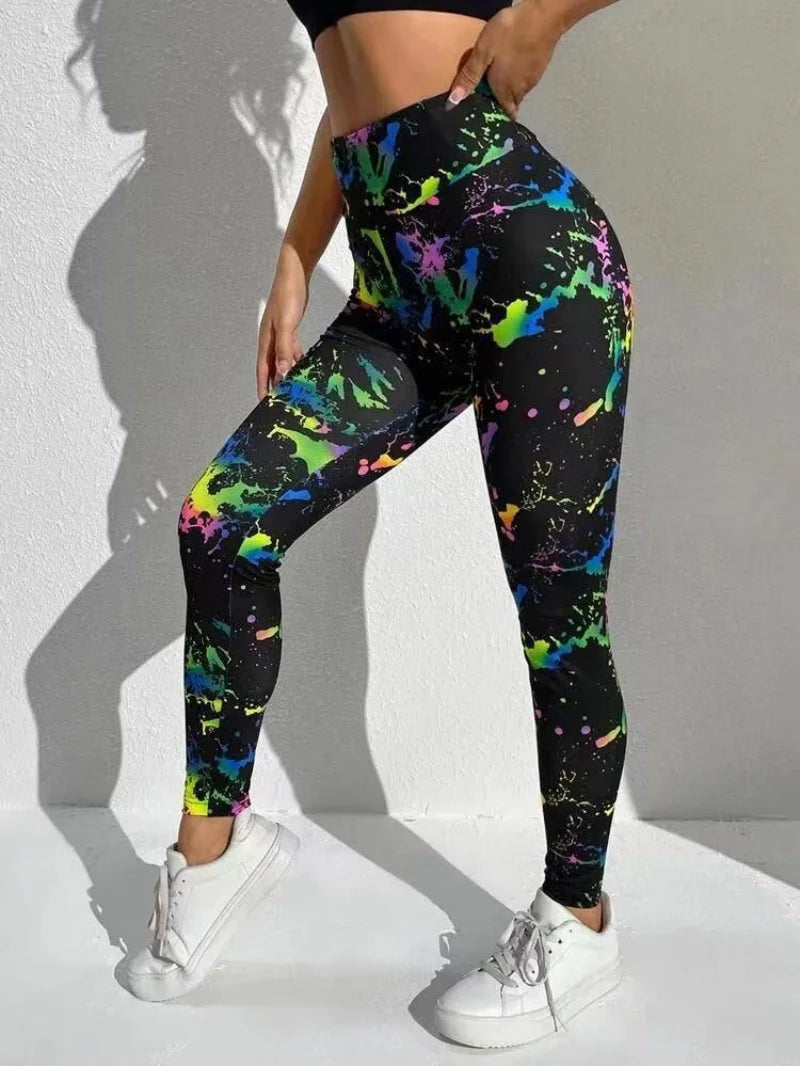 3D Print Tie Dye Sports Pants Women Seamless Leggings High Waist Fitness Push Up Leggings Gym Clothing Workout Tights