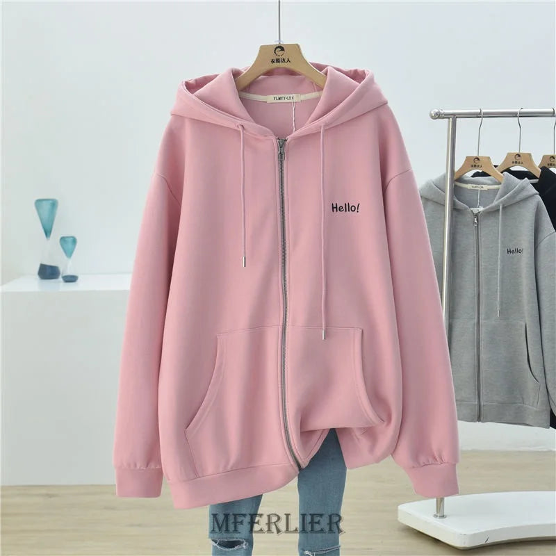 Plus Size 5XL 150kg Spring Thin Jacket Coat Women Hoodies Streetwear Harajuku Zipper Coat Large Size Women Clothing
