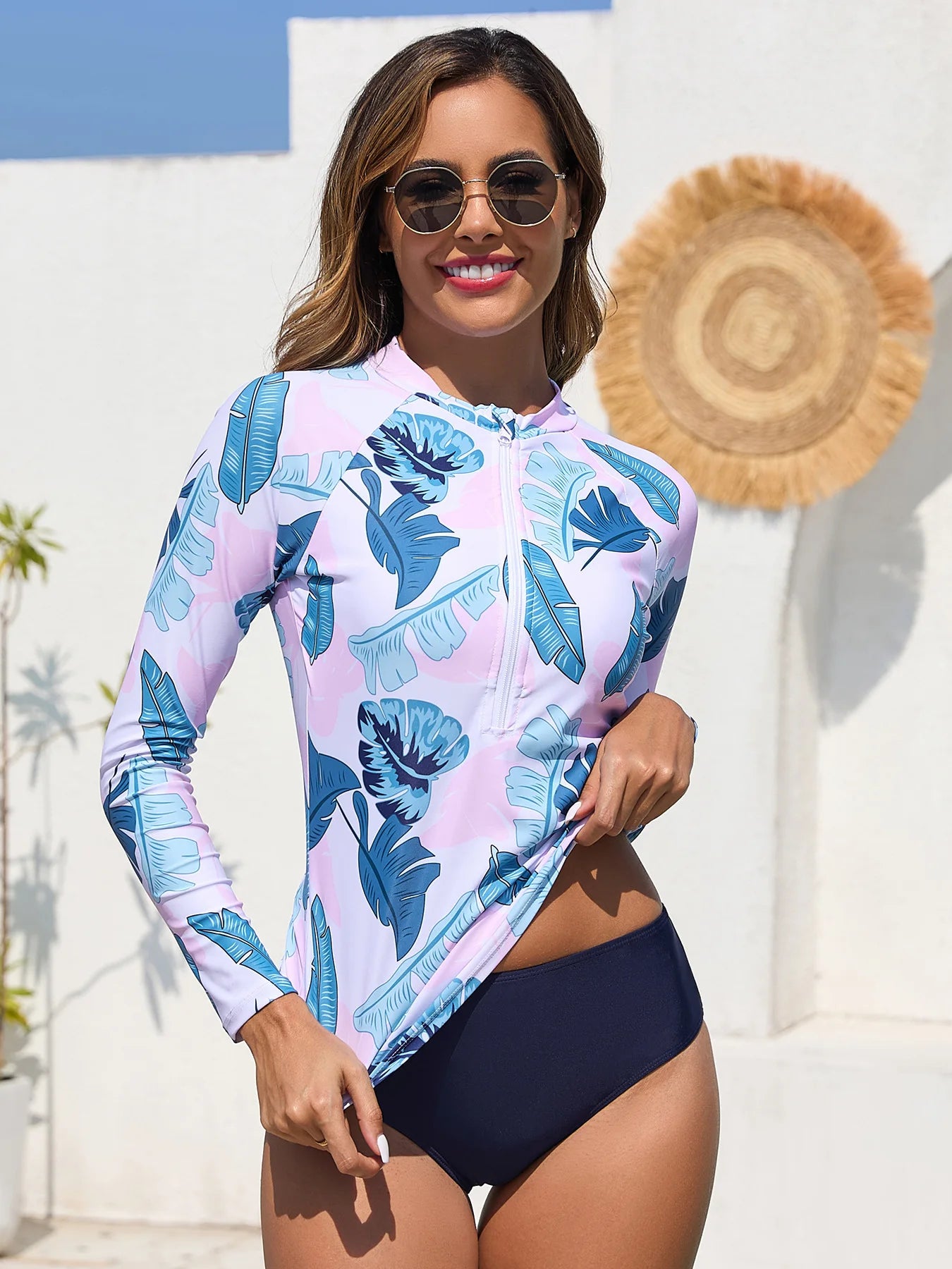 Women's Swimsuit Tankini Set Female Long Sleeves Swimwear Surfing Sports Pool Beachwear Two-Piece Bathing Suits With Shorts