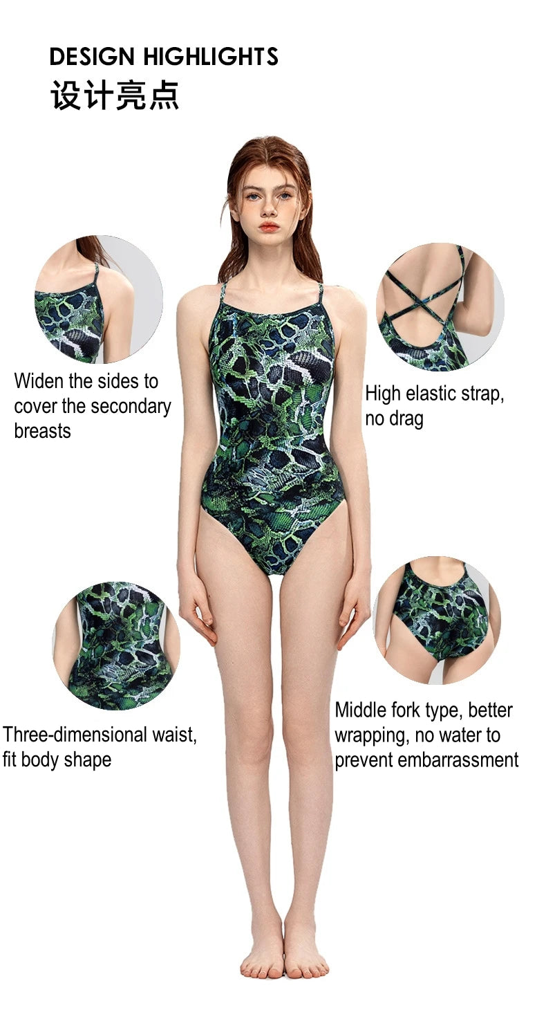 5 Designs Women Professional One-Piece Swimsuit Swimwear