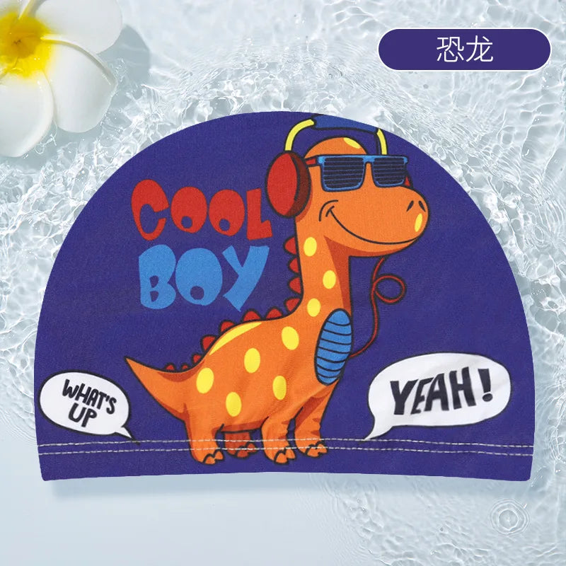 PU Coating Cartoon Children Swimming Hat for 1-7 Year Old Boys Girls Elastic Swimming Cap Shower Beach Pool Accessories