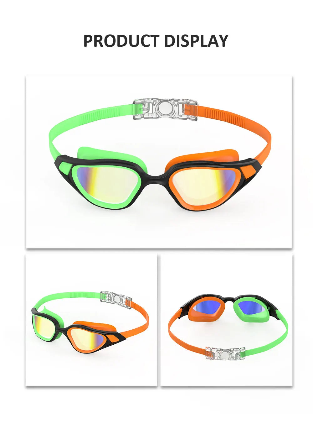 Professional Adult Anti-UV Swimming Goggles 180° Panoramic Electroplating Anti-Fog HD Lens Adjustable Silicone Swim Glasses