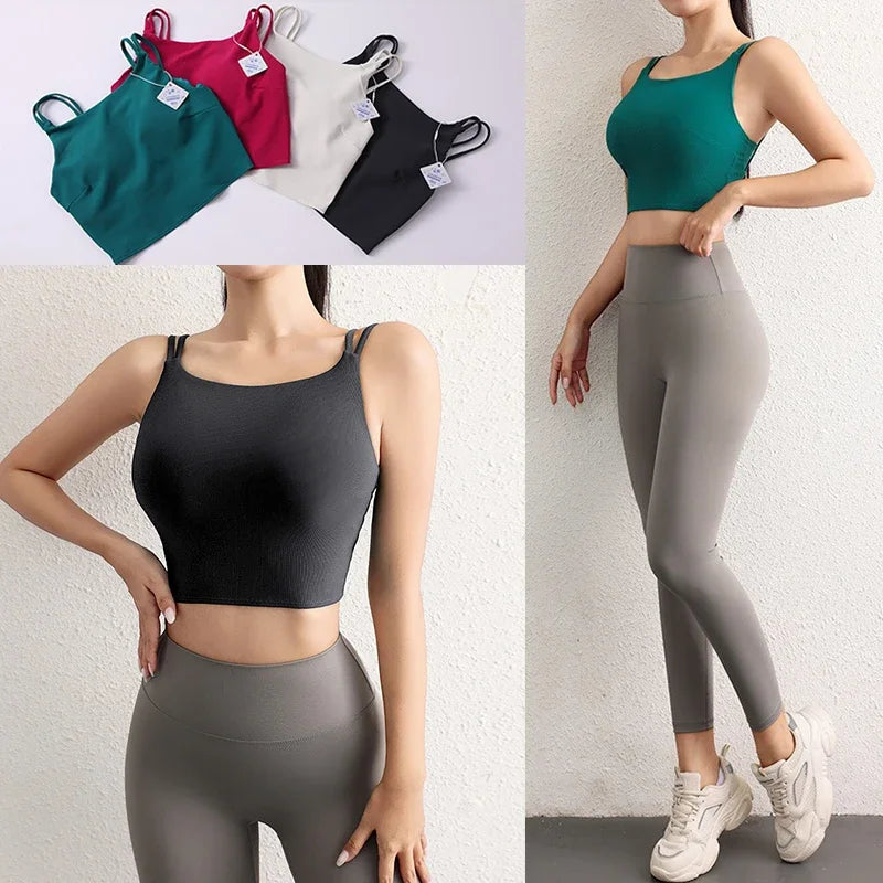 PofyBofy Build-in Bra Yoga Bra Breathable Yoga Crop Top Sports Crops Sports Bra Pilate Tops Soft Stretchy Beauty Back Bras Gym