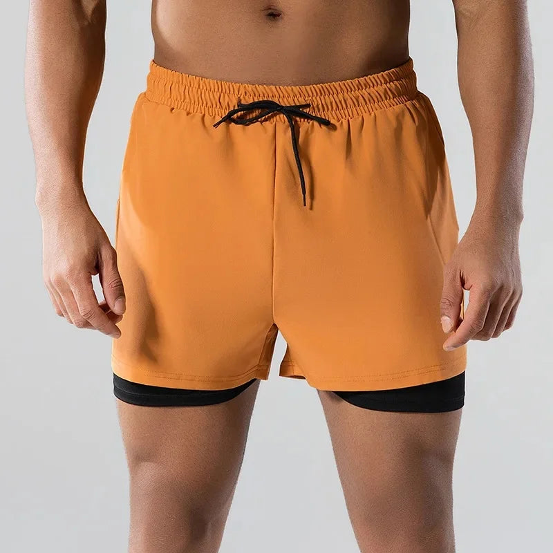 Adult Loose-Fit Flat Angle Swimming Pants for Men Quick Dry Beach Pants Anti-Awkward Double Layer Design
