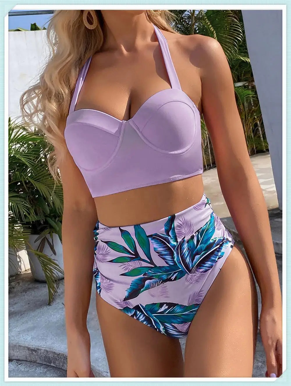 Push Up Swimsuit Women High Waist Bikini Set Butterfly Print Swimwear Female Padded Bathing Suit Swimming Beachwear Summer