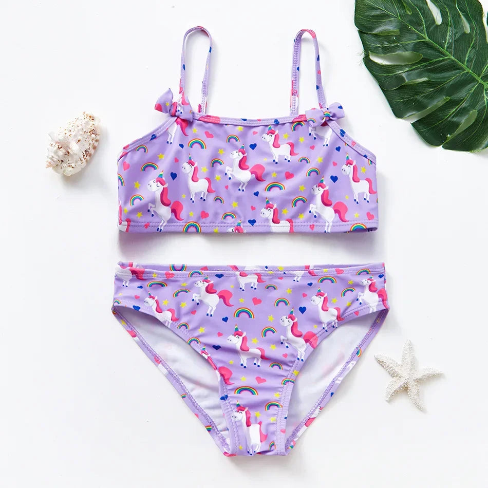 Toddler Baby Girl Swimsuit Floral Rash Guard Bikini Set Sleeveless Two Pieces Bathing Suit Swimwear 2-12Years