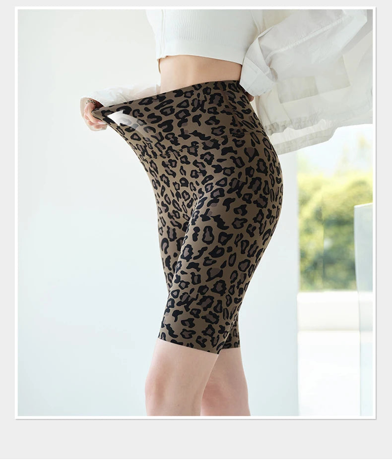 BIVIGAOS Summer Fashion Trend Leopard Print Cycling Shorts Women High Waist Tight Sport Short Leggings Fitness Biker Shorts