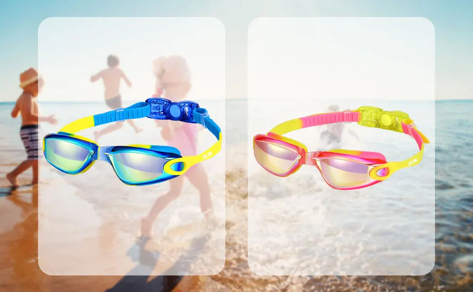 JSJM Professional Colorful Children Silicone Swimming Goggles Anti Fog UV Swimming Glasses Waterproof Silicone Swim Eyewear Kids