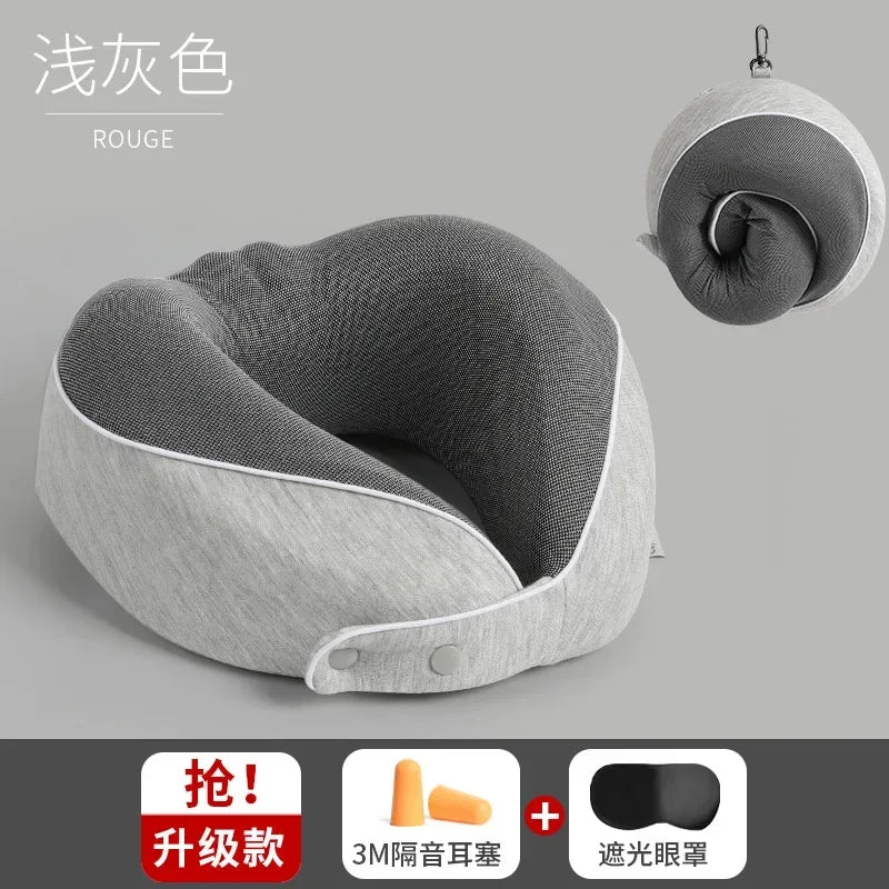 Travel Pillow Memory Foam Neck Support Flight Comfortable Head Cushion Support Neck Pillow Accessories for Sleep Rest Airplane
