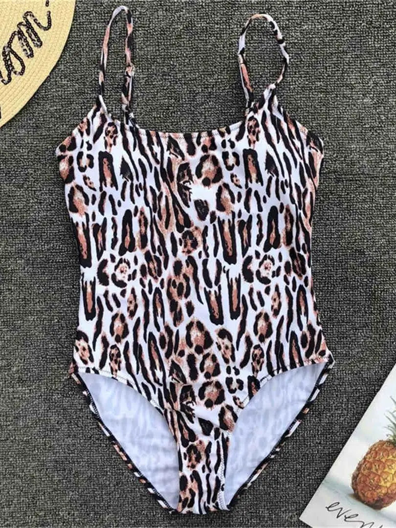 Leopard Printed One Piece Swimsuit Women Swimwear Female Bather Bathing Suit Swim Wear Monokini Bodysuit Lady