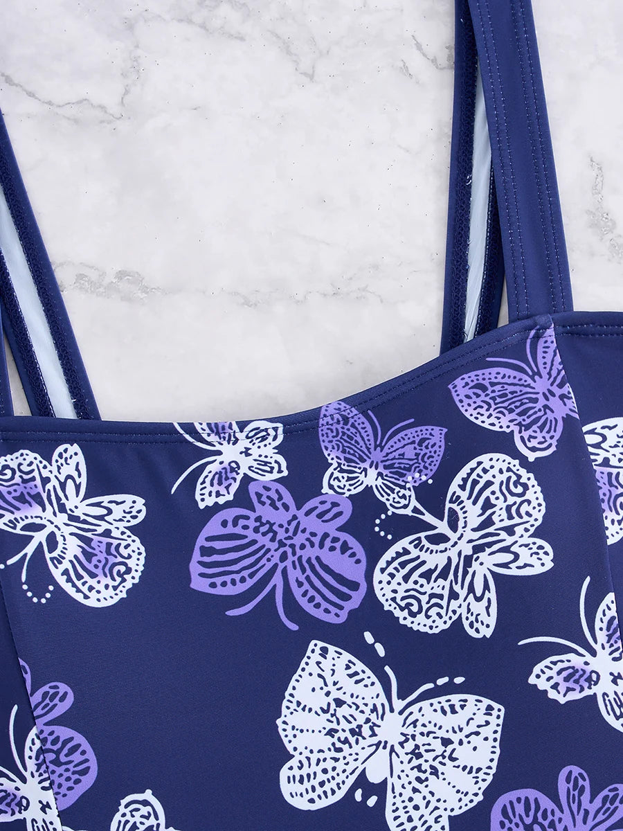 Tankini Beach Dress Two Pieces Swimsuit Women Printed Swimwear Female Bathers Bathing Swimming Swim Suit Summer Beachwear