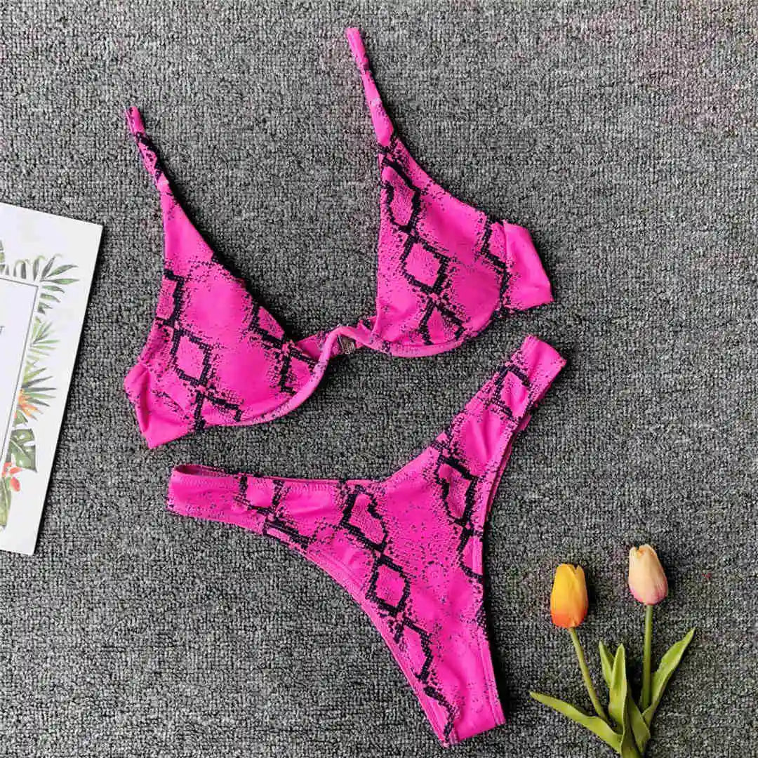 S - XL V-bar Underwired Bikini Female Swimsuit Women Swimwear Two-piece V shape Wire Bikini set Bather Bathing Suit Swim