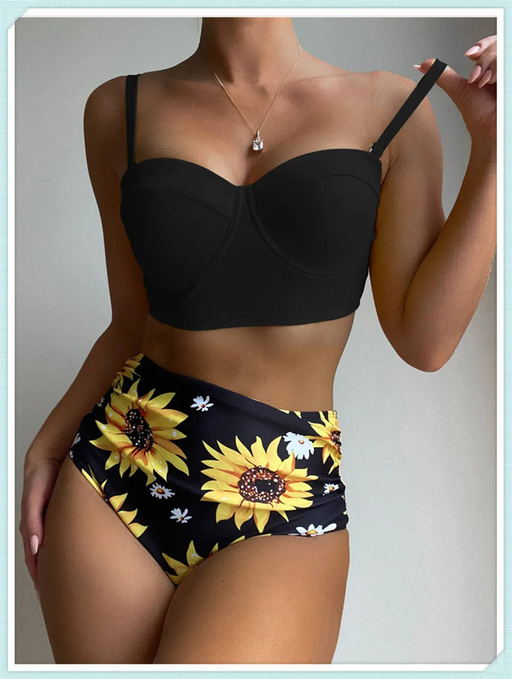 Push Up Swimsuit Women High Waist Bikini Set Butterfly Print Swimwear Female Padded Bathing Suit Swimming Beachwear Summer
