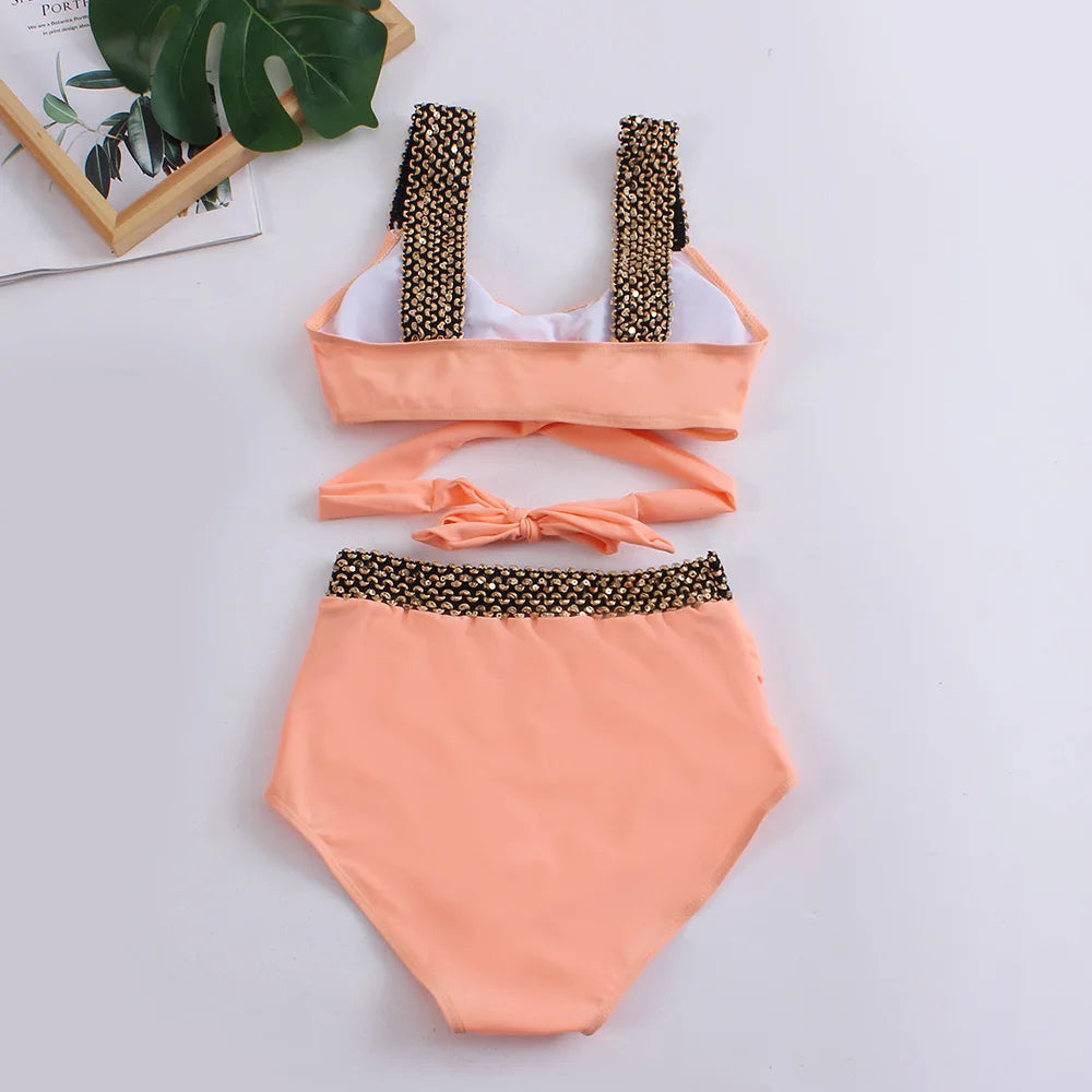 Cross High Waist Bikinis Women Black Swimwear Solid Swimsuit Female Beachwear Summer Bathers Bathing Suit Swimming