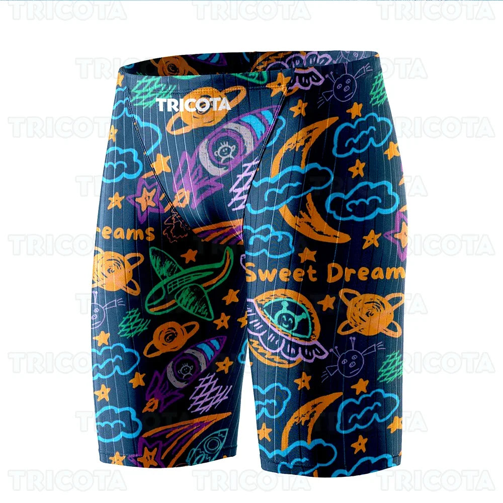 Men Beach Trunks Swimming Jammer Shorts Training Endurance Athletic Jammers Swimwear Swimsuit Uv Quick Dry Tight Surfing Shorts