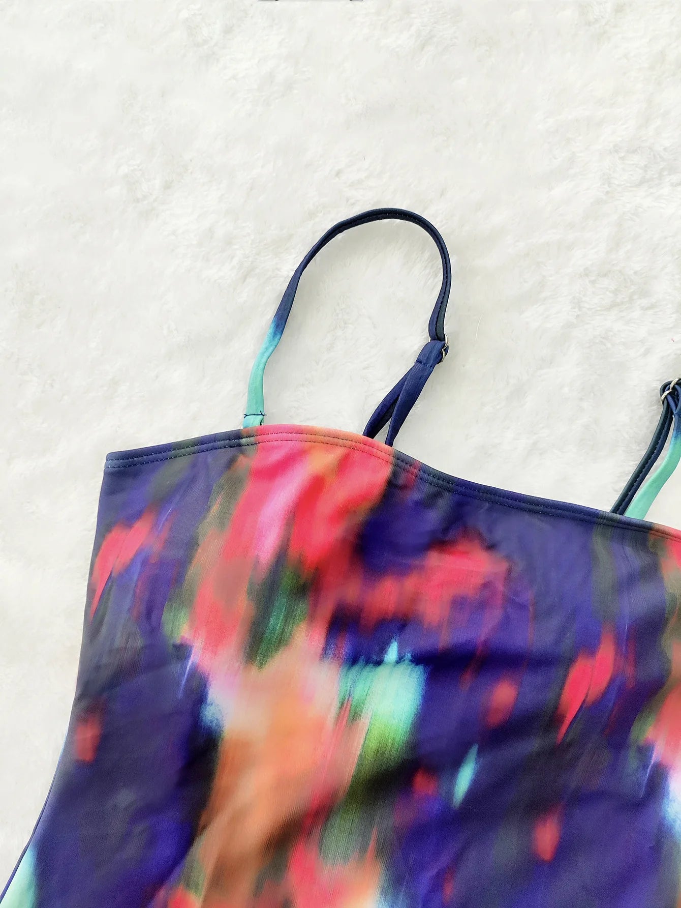 Sexy Blue Tie Dye Gradient One Piece Swimsuit Women Adjustable Strap Tummy Control Swimwear 2025 Beach Holiday Bathing Suits