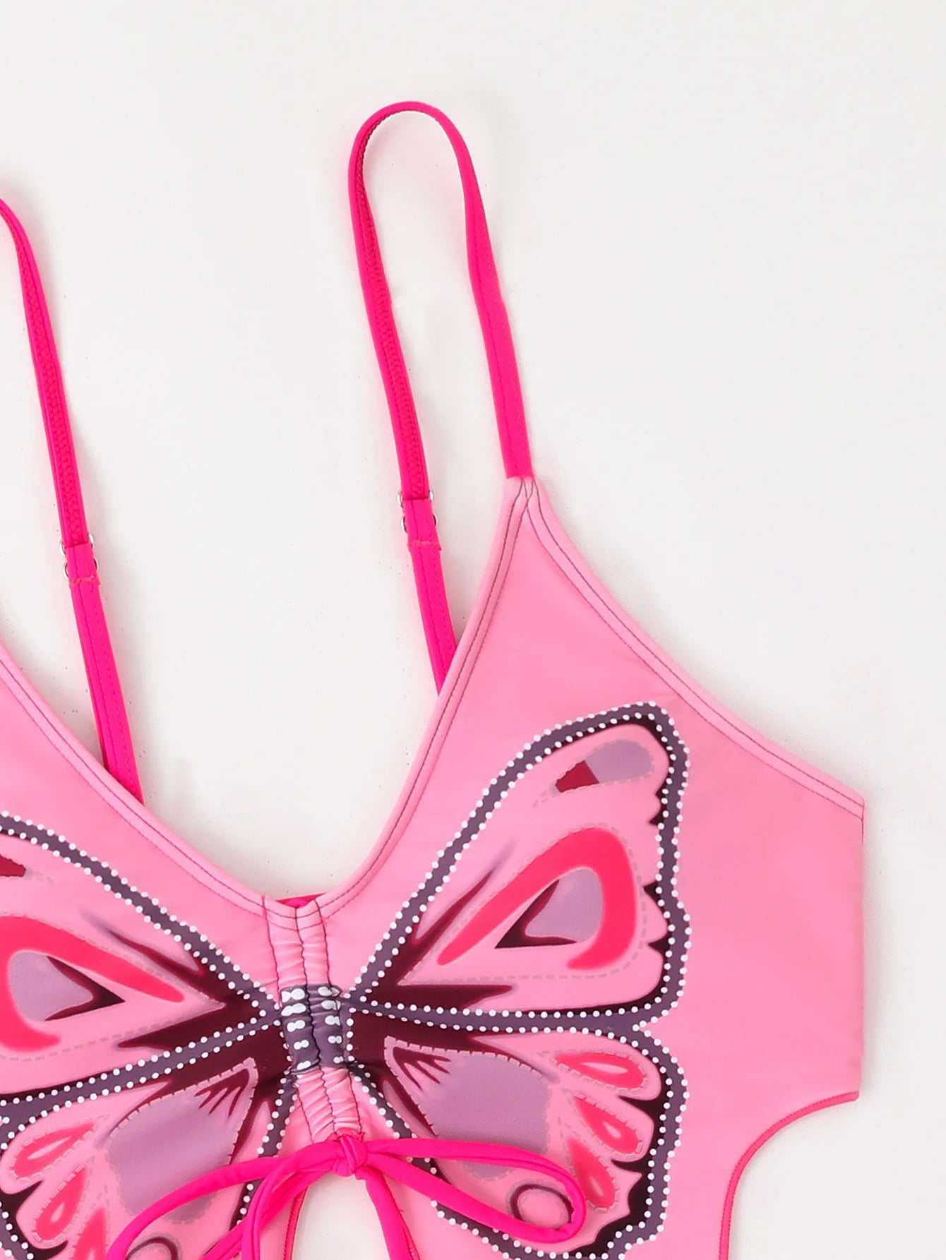 Butterfly Print Strapped Swimwear Women Tied High Cut Bikini Set Push Up Swimsuit Backless Summer Beach Bathing Suit Bathers