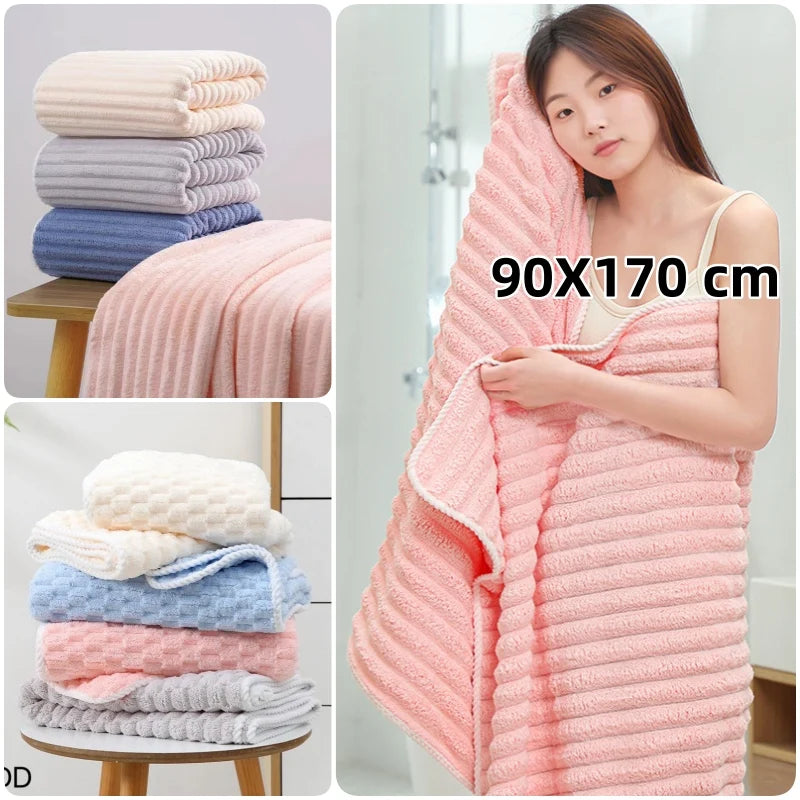 High Quality Large Size Bath Towel 90 x 170 cm Super Soft Bathroom Towel Gym Towel Sports Towel Beach Towel Super Absorbent 1pc