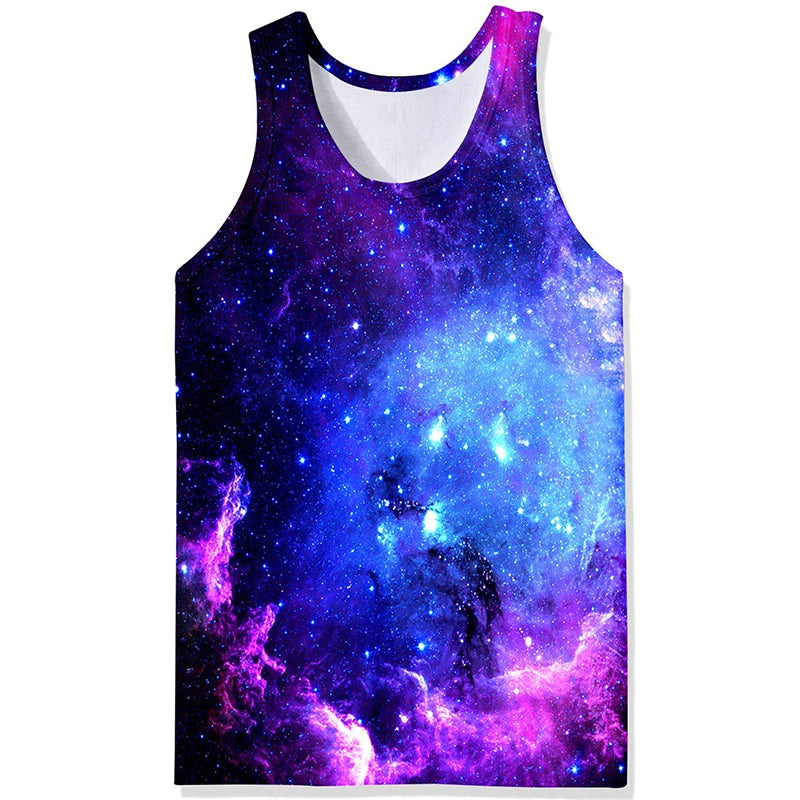 3D Universe Starry Printed Tank Top Gym Clothing Men Summer Streetwear Basketball Vest Quick Drying Sleeveless T-Shirt y2k Tops