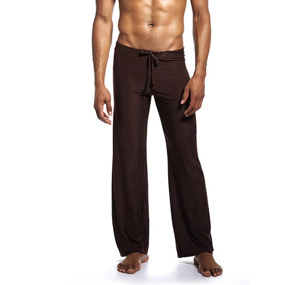Casual Men's Yoga Drawstring Elastic Pants Sports Gym Active Wide Leg Solid Color Baggy Sweatpants Jogger Pant Trousers Clothing